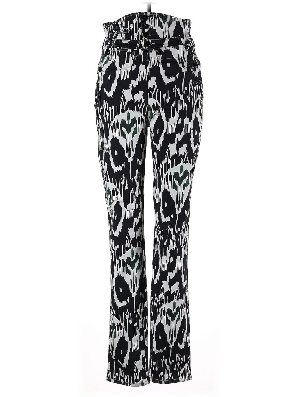 Isabel Marant Black, White and Dark Green Ikat-Style Pants